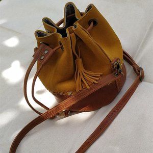 Yellow Suede bucket bagcrossbody bag for womanleather bucket bag